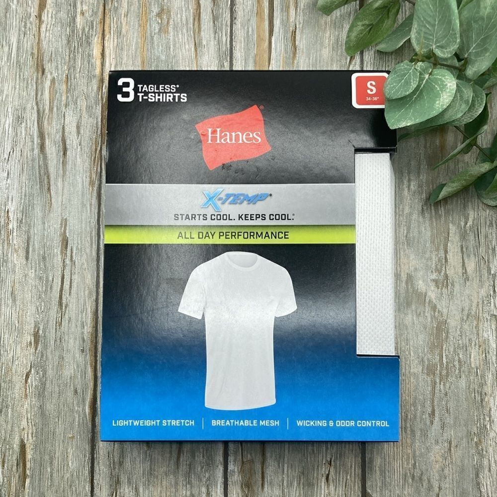 Hanes X-Temp All Day Breathable Mesh Crewneck Undershirt T-Shirt White 3-Pack S